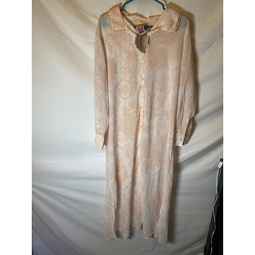 New Original Anthony Womens Large Modest Pink Robe Grannycore Vintage Kaftan